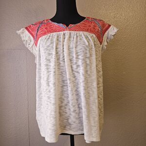 One September Anthropologie Embroidered Boho Peasant Blouse Women’s Medium DD728